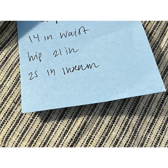 Max Studio Wide Leg Crop Linen Cotton Blend Stripe Beige Pull on Medium paperbag - Picture 9 of 9